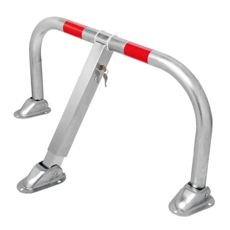 Steel Parking Barrier with Red Reflectors and Cylinder Lock - Bolt-Down