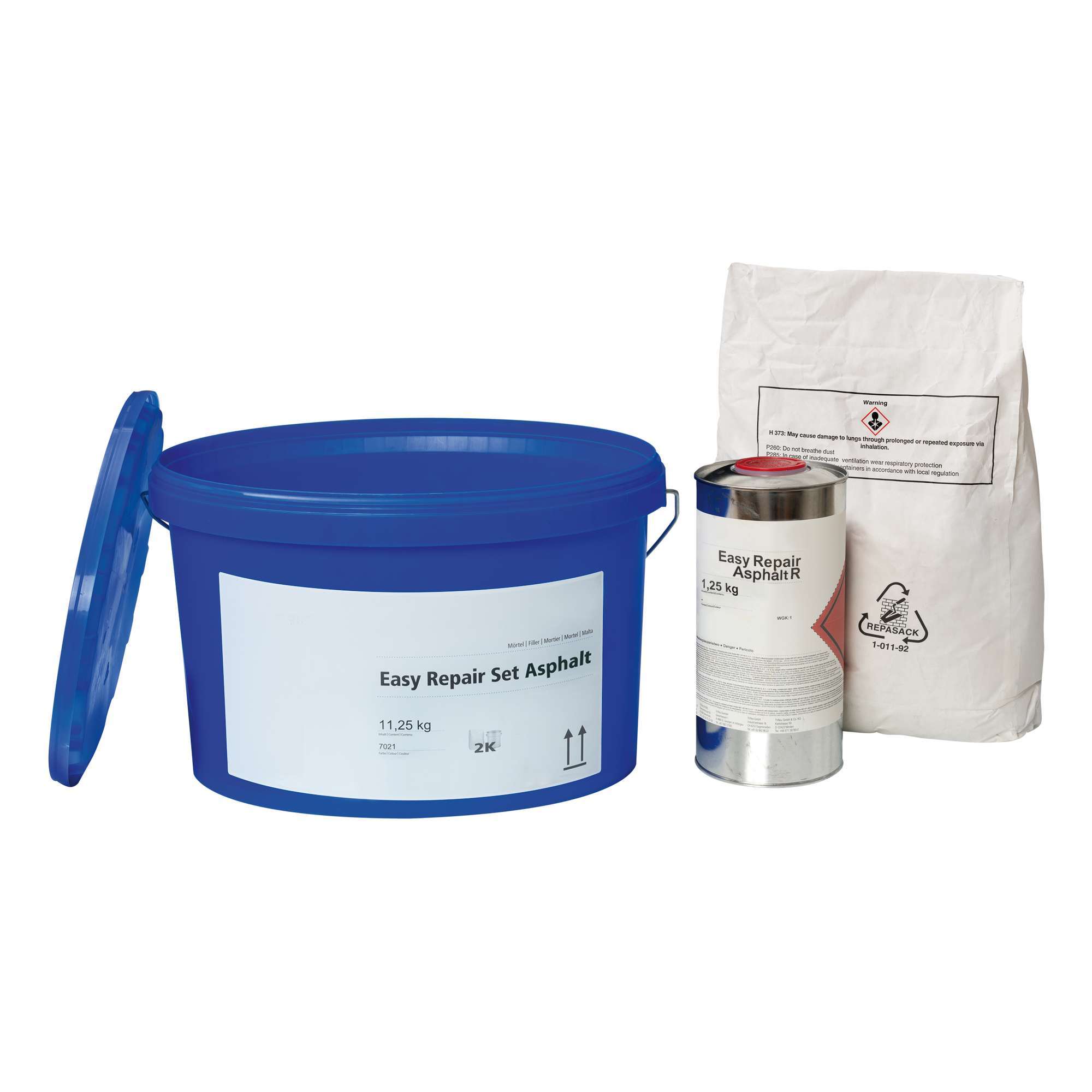 Overfladereparationssæt - 10kg kvartssand, 1.25kg bindemiddel, blandespand - Billede 4