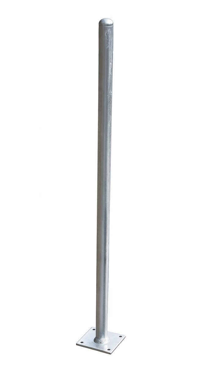 Schilderpfosten mit Fußplatte - Ø60 mm - Höhe: 1550 mm - Verzinkt / Feuerverzinkt