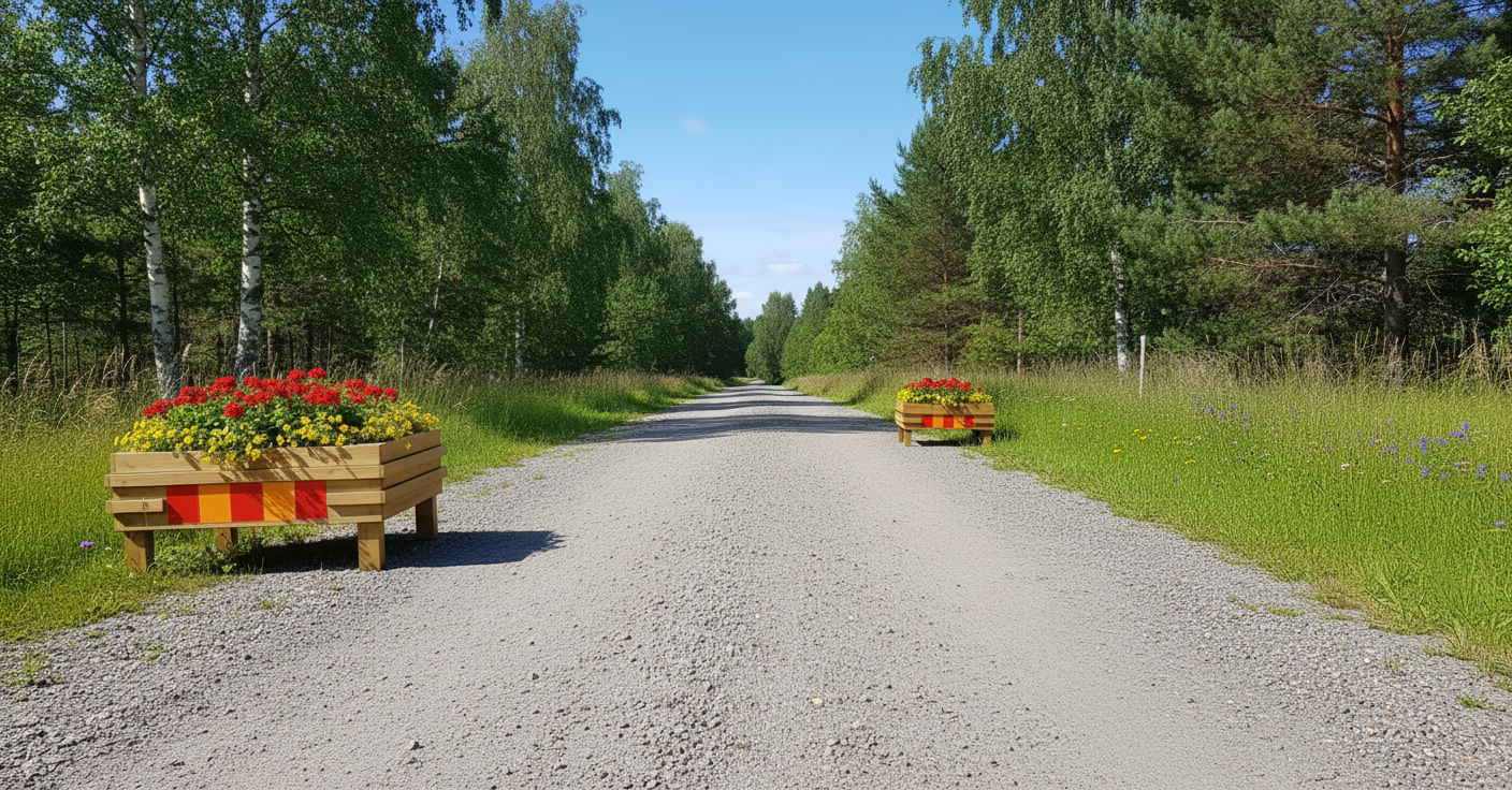 Alternative view of Blomlåda som farthinder