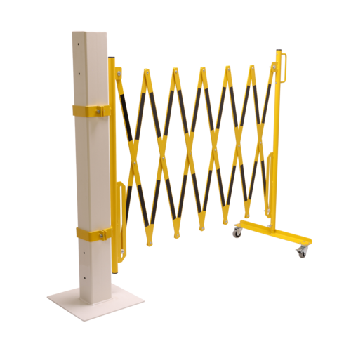 Udtrækkelig afspærring til montering på 100x100 mm stolpe - Gul/sort - Maks. længde 3600 mm - Billede 3