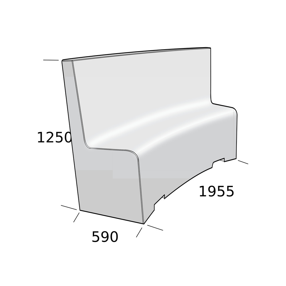 Alternative view of Buet betongbenk - 470x1955x1250mm - Ulriksdal