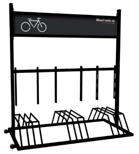 Mobilt cykelställ med reklamskylt